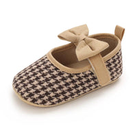 Baby Girls Plaid Bow Child Soft Rubber Sole Non-slip Baby Shoes - PrettyKid