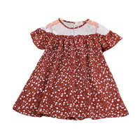 Toddler Kids Girls' Short Sleeve Floral Screen Stitched Dress - PrettyKid