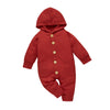 Baby Boys Girls Solid Color Long Sleeve Wool Waffle Hooded Jumpsuit - PrettyKid