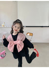 Girls Pink Bow Tops Bell Bottoms Spring and Autumn Suit - PrettyKid