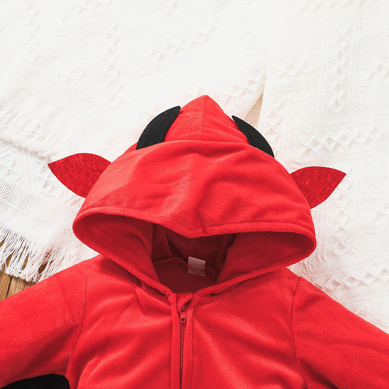 Baby Boys Halloween Red Long Sleeved Bat Hoodie - PrettyKid