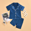 Toddler Kids Summer Satin Solid Color Short Sleeve Suit Pajamas Home Clothes - PrettyKid