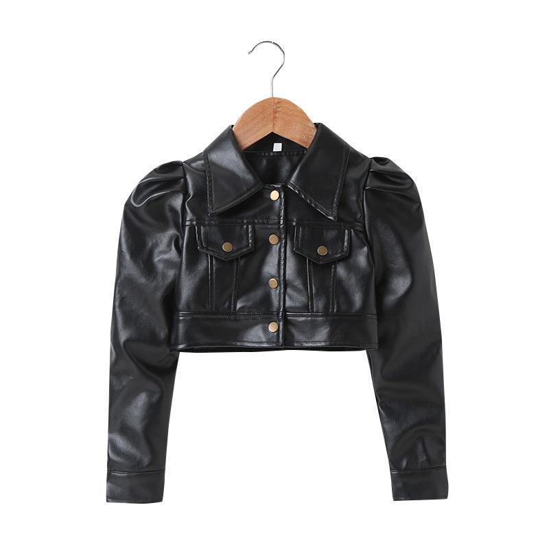 Children's Handsome Motorcycle Clothes Leisure PU Leather Coat - PrettyKid