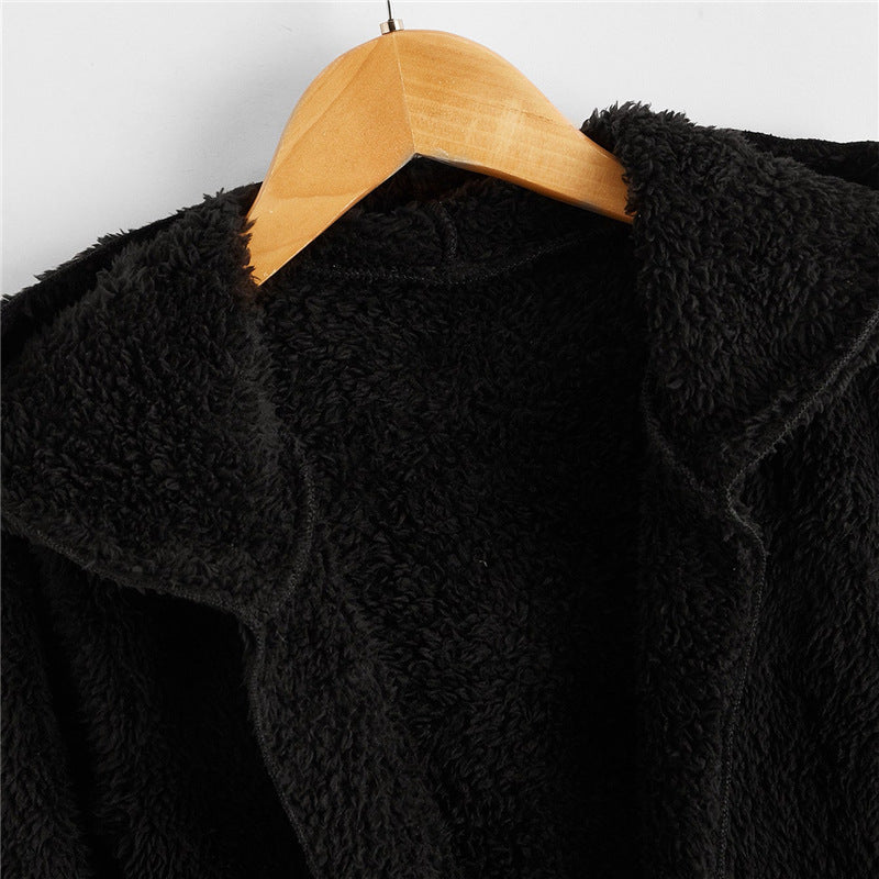 Children Girls Solid Color Artificial Fur Plush Warm Coat - PrettyKid