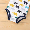 Baby Boys Summer Cartoon Elephant Print Short Sleeved Triangle Jumpsuit Shorts Set - PrettyKid