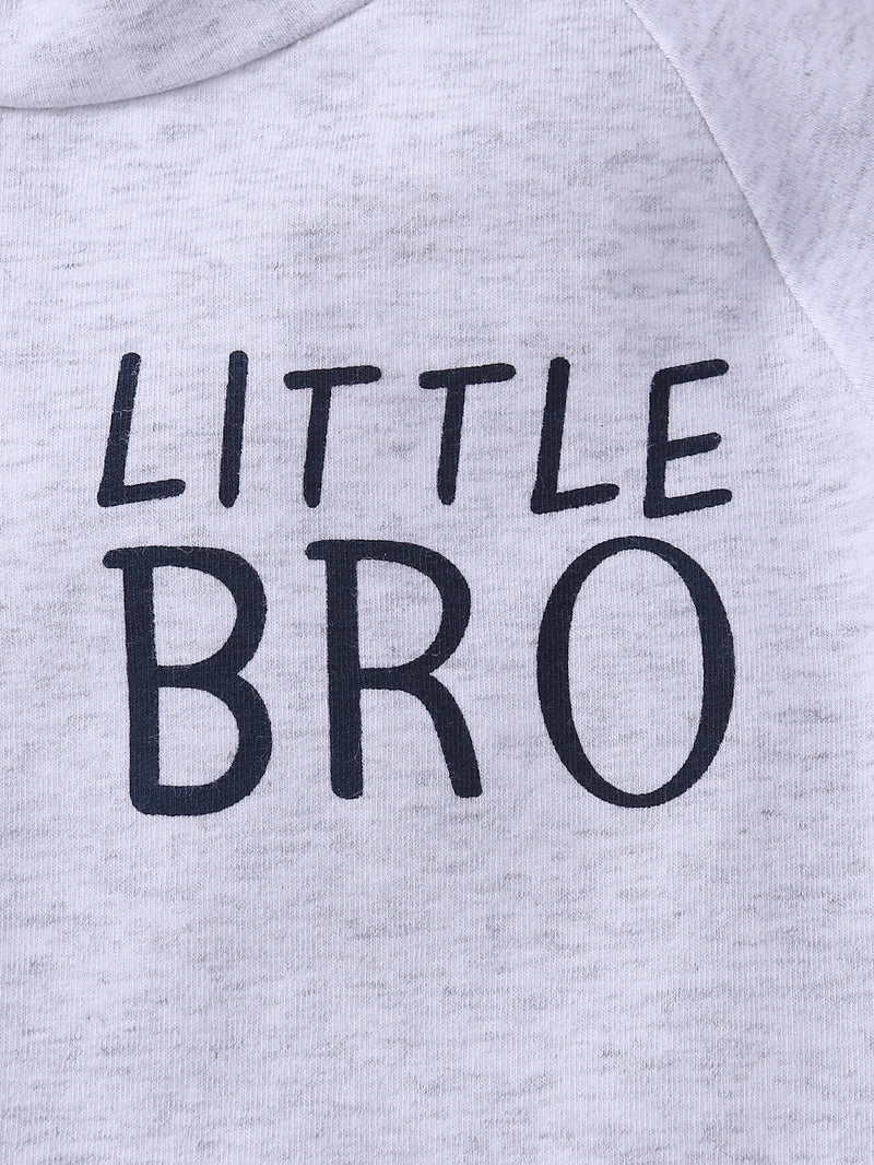 Baby Boys Solid Color Little Bro Letters Printed Rainbow Patchwork Short-sleeved Suit - PrettyKid