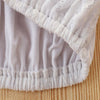Toddler Kids Girl White Lace Short Sleeve Top Denim Flared Pants Set - PrettyKid