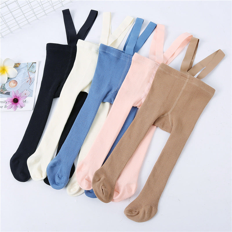 Baby Boys Girls Autumn and Winter Solid Color Cotton High Waist Back Straps Jumpsuit - PrettyKid