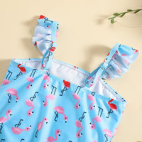 Girls' Summer New Cute Flamingo Print One-piece Swimsuit Children's Beach Style Swimsuit - PrettyKid