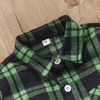 Toddler Kids Boys' Long Sleeve Plaid Lapel Shirt Kids Clothes Vendors - PrettyKid