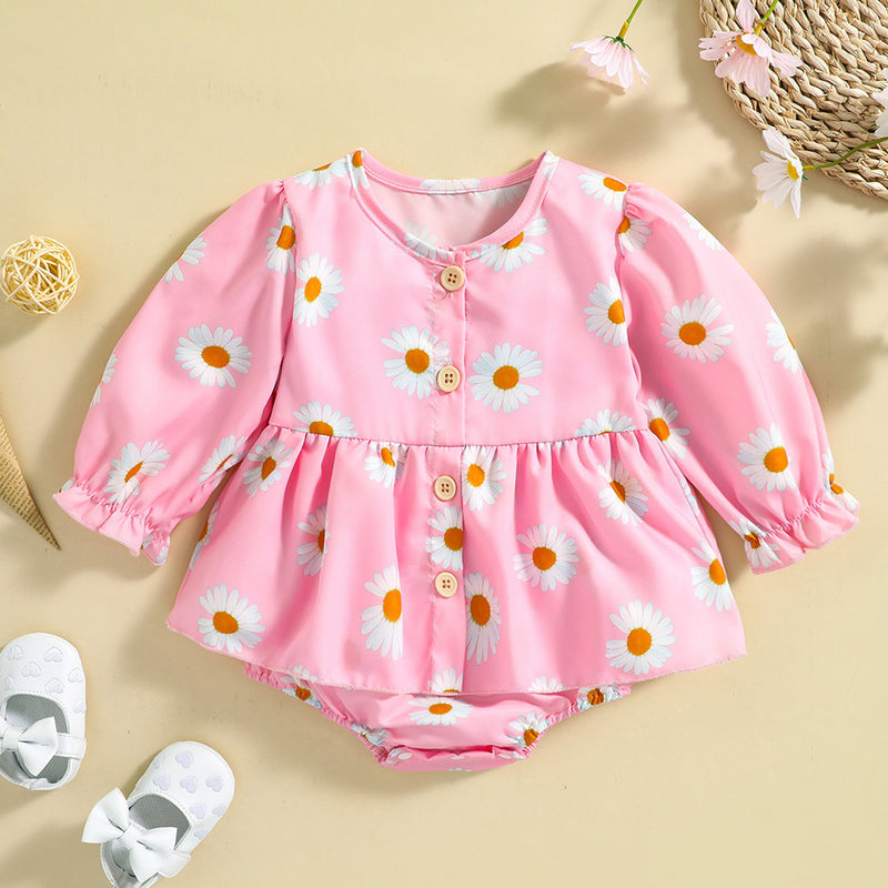 Baby Girls Daisy Flower Jumpsuit Little Girl Clothing Vendors - PrettyKid