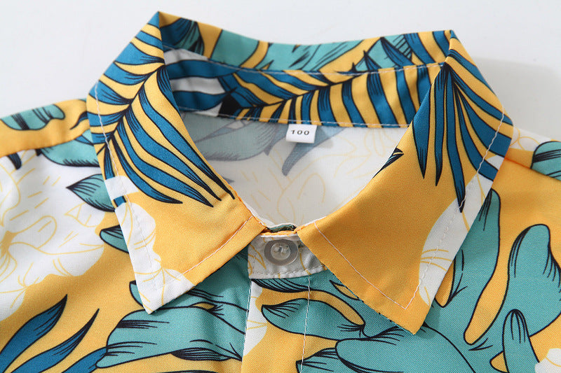 9M-4Y Little Boys Clothes Tropical Leaves Print Shirts Wholesale Boys Clothing - PrettyKid