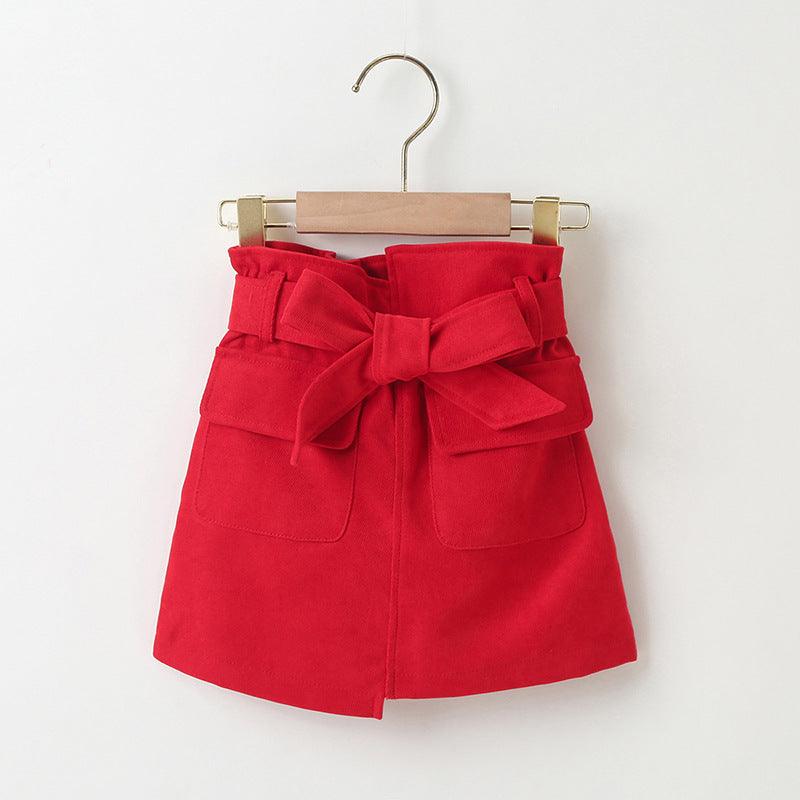 Toddler Kids Girls Solid Color Half Skirt Cotton with Waistband Short Skirt - PrettyKid