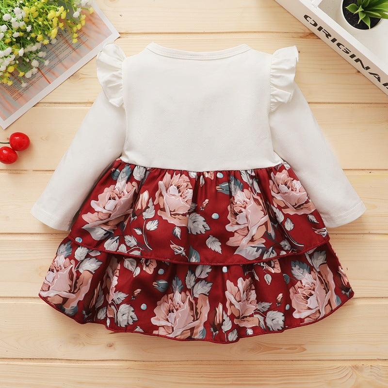 Toddler Girls Lovely Rabbit Ear Flower Print Long Sleeve Dress - PrettyKid