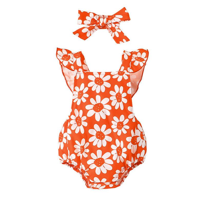 PRINTED TRIANGLE ROMPER BELT BODYSUIT