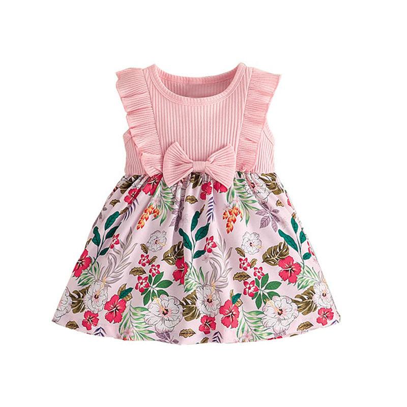 2023 Summer New Sleeveless Dress Baby Bow Print A-line Dress