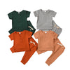 Boys' Solid Color Short Sleeve Shirt Pants Set - PrettyKid