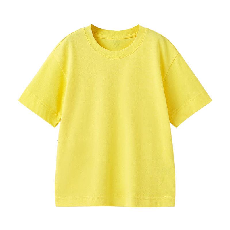 2021 Summer Cotton T-shirt Loose Short Sleeve Solid Bottomed Shirt Top - PrettyKid