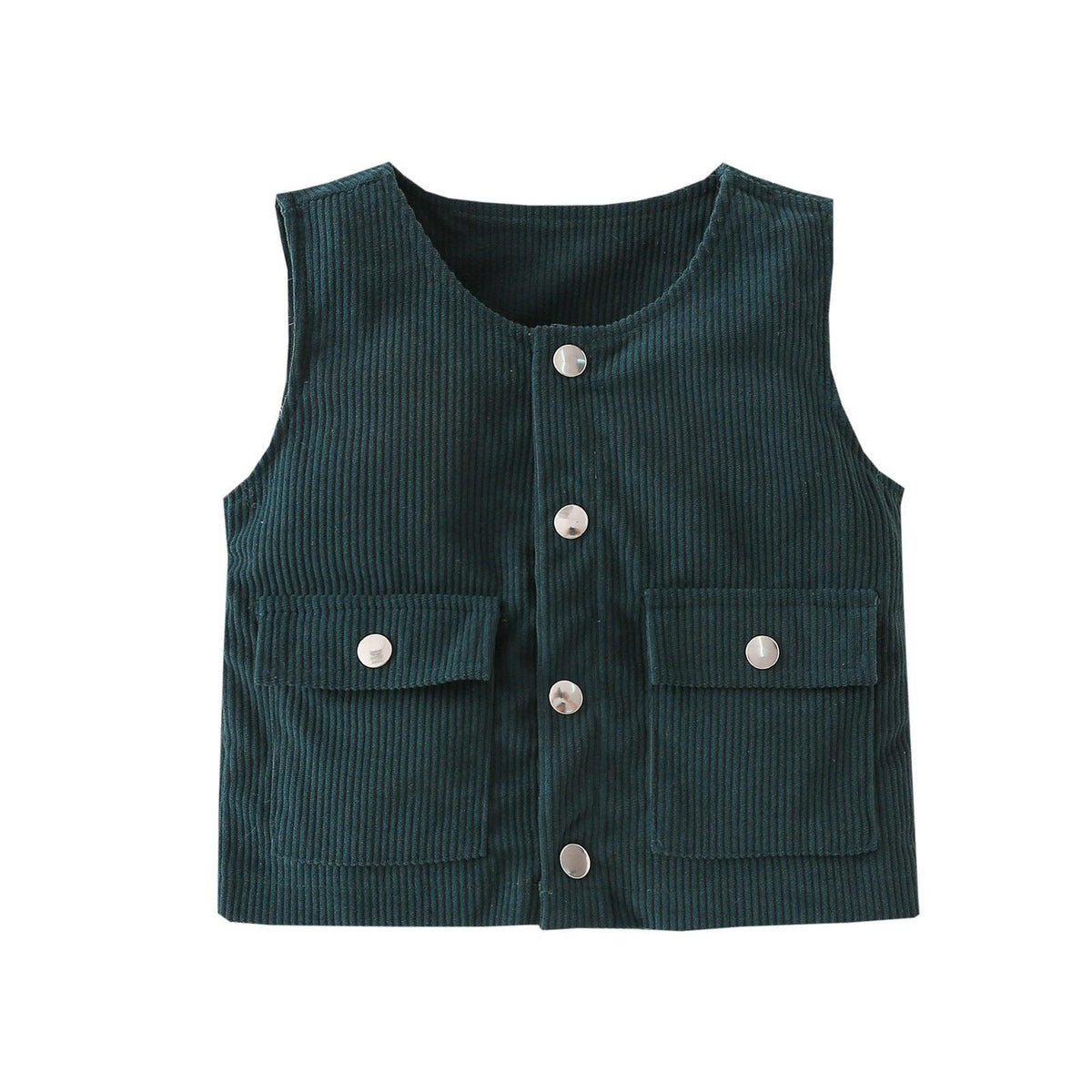 Toddler Kids Boys' Solid Corduroy Single Breasted Sleeveless Vest Coat - PrettyKid