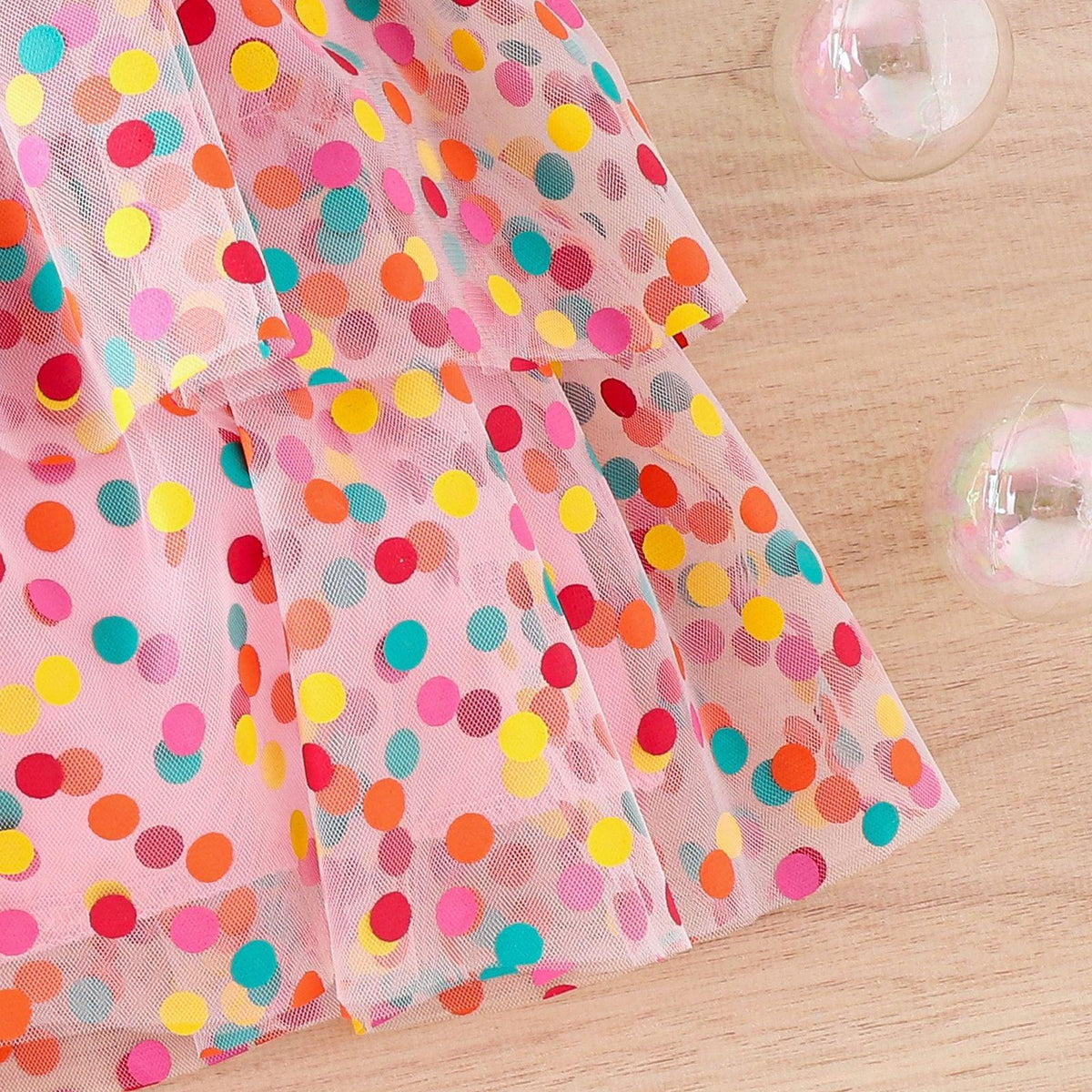 Summer Girls' Rainbow Polka Dot Gauze Sling Cake Skirt Girls' Dress