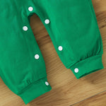 Baby Boy's Green Dinosaur Long Jumpsuit Plain Baby Clothes Wholesale - PrettyKid