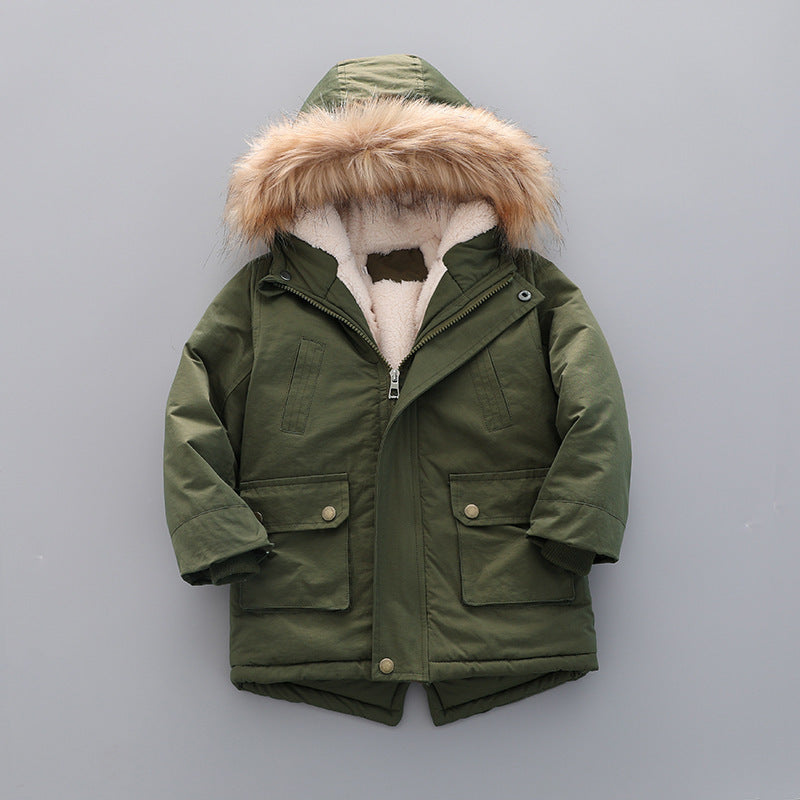 Children Winter Boys Hooded Warm apparel Casual Baby Boy girls Velvet Coats Clothing Supplier - PrettyKid