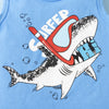 Toddler Kids Boys Solid Cartoon Shark Print Sleeveless Vest and Shorts Set - PrettyKid