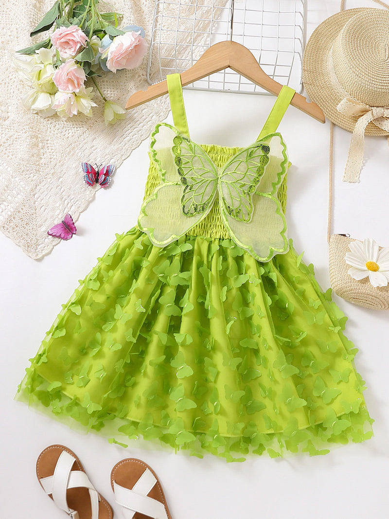 Sling Skirt with Fence Fashion Butterfly Gauze Princess Skirt Beach Holiday Wear