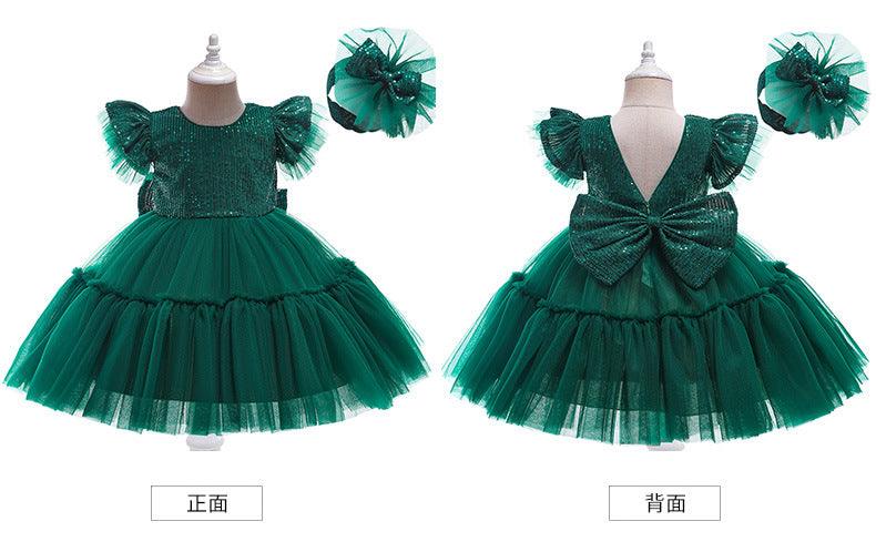 Christmas Girls Dresses Princess Dress Bow Mesh Halloween Dress Set - PrettyKid