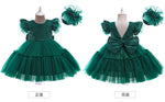Christmas Girls Dresses Princess Dress Bow Mesh Halloween Dress Set - PrettyKid