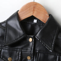 Children's Handsome Motorcycle Clothes Leisure PU Leather Coat - PrettyKid