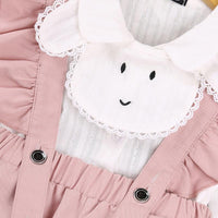 Toddler Girls Cartoon Long Sleeve Shirt Lace Suspender Suit - PrettyKid