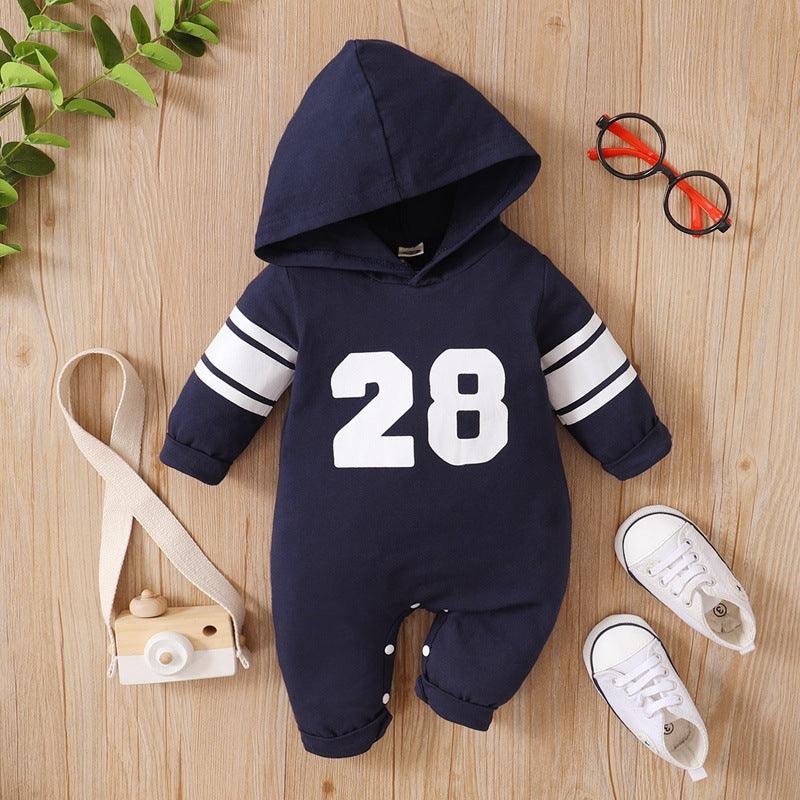 Baby Boys Digital Print Hooded Long-sleeved Jumpsuit - PrettyKid