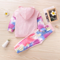 Toddler Girls Tie Dyed Long Sleeved Hoodie Suit Children's Boutique Clothing Suppliers - PrettyKid