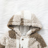 Toddler Boys Girls' Plush Plaid Long-sleeved Hooded Jacket - PrettyKid