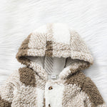 Toddler Boys Girls' Plush Plaid Long-sleeved Hooded Jacket - PrettyKid