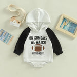 Baby Boys Solid Color Alphabet Baseball Print Hooded Color Blocking Jumpsuit - PrettyKid