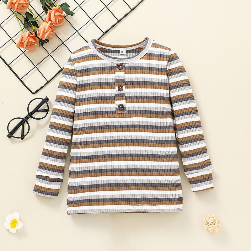 Toddler Kids Striped Long Sleeve T-shirt Pants Set - PrettyKid