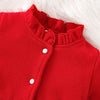 Baby Girls Winter Christmas New Year Wood Ear Collar Red Dress Furry Scarf 2PCS - PrettyKid