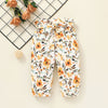 Baby Girls Solid Color Long Sleeve One-piece Printed Pants Set - PrettyKid