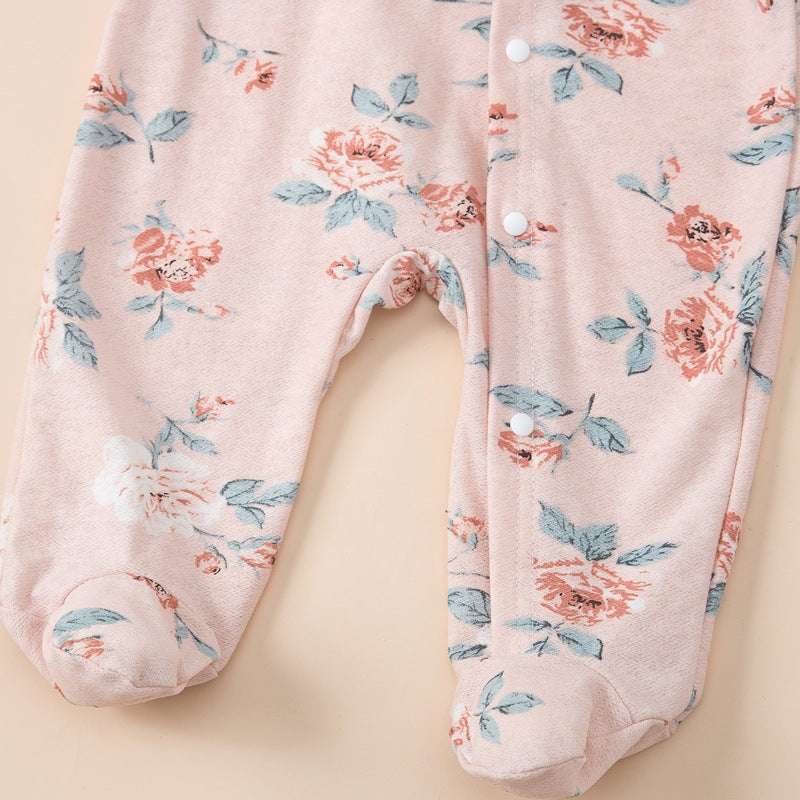 Baby Girls Cute Printed Wrap Leg Diagonal Jumpsuit - PrettyKid