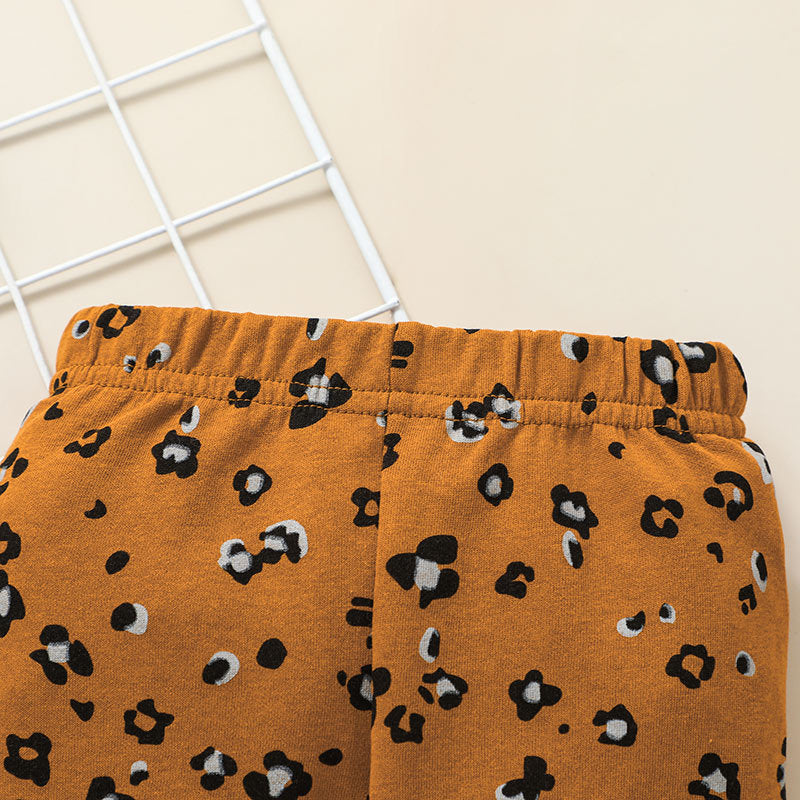 Toddler Boys Leopard Print Long Sleeve Sweater Pants Two Piece Set - PrettyKid