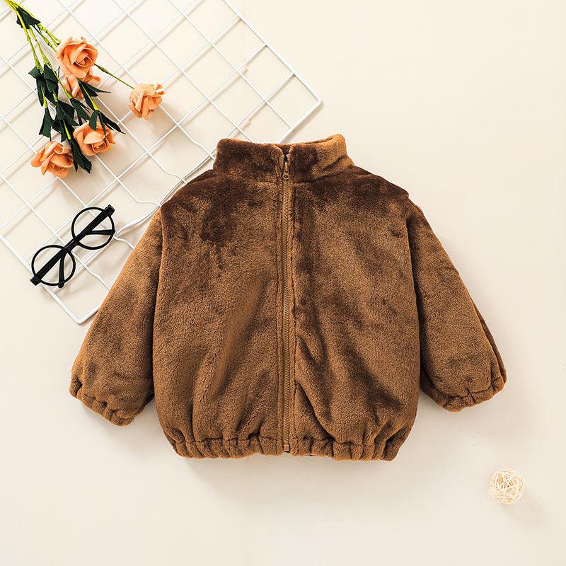 Baby Boys Girls Solid Zip Warm Jacket - PrettyKid