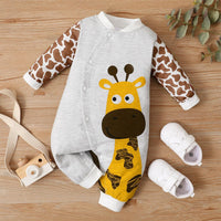 Baby Boys Girls Cartoon Deer Leopard Print Jumpsuit - PrettyKid