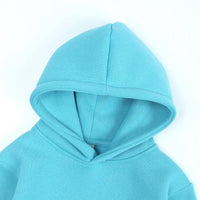 Toddler Kids Boys Girls Solid Color Padded Hooded Sweatshirt Children's Thickened Tops - PrettyKid