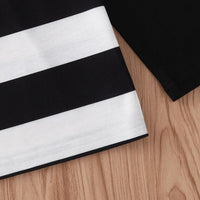 Toddler Kids Boys Black and White Stripe Long Sleeve T-shirt - PrettyKid