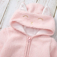 Toddler Girl Solid Lovely Pink Lamb Wool Zip Coat - PrettyKid