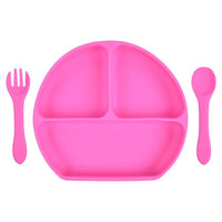 Baby Silicone Plate Fork Spoon Set - PrettyKid