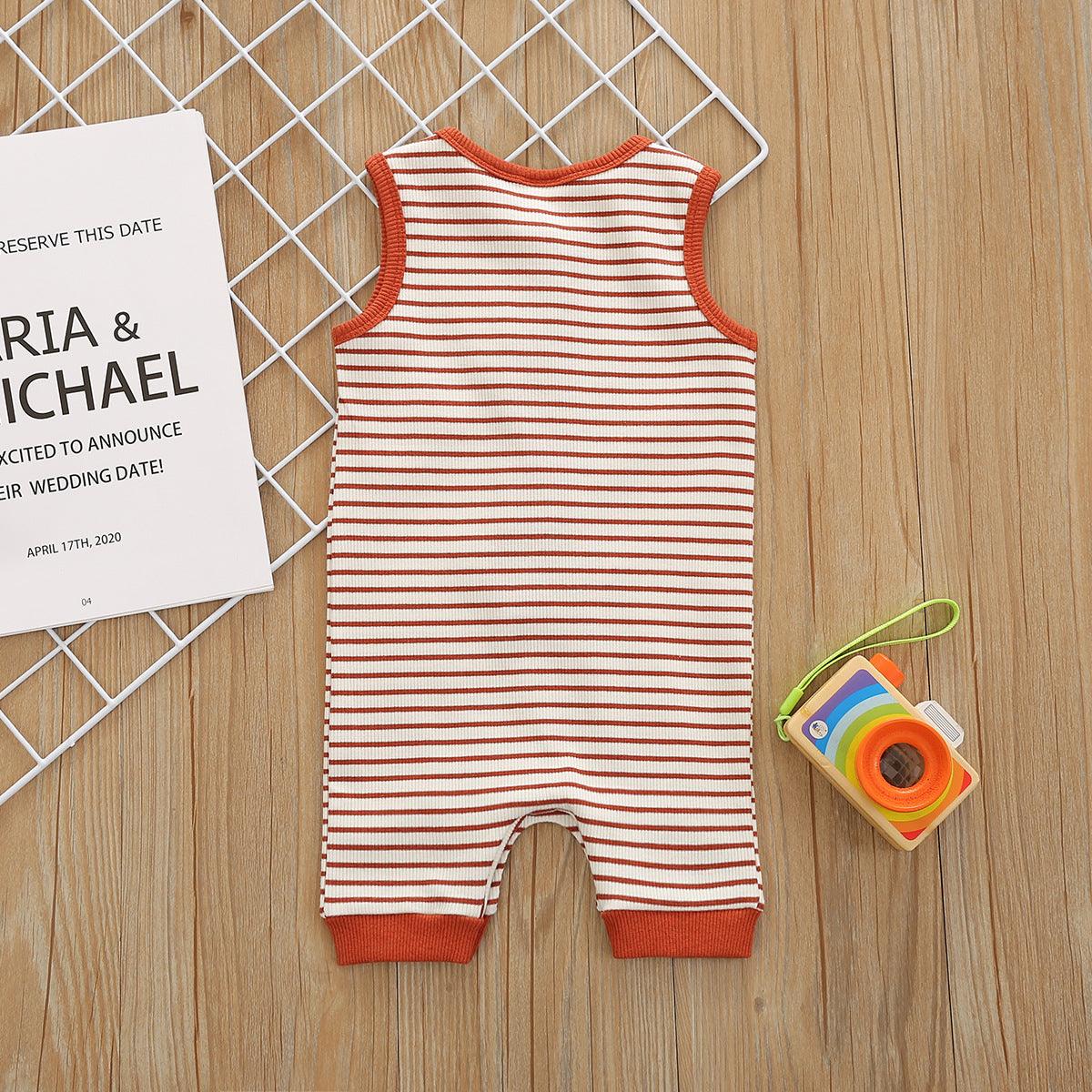 Toddler kids summer sleeveless striped jumpsuit baby crawling suit - PrettyKid