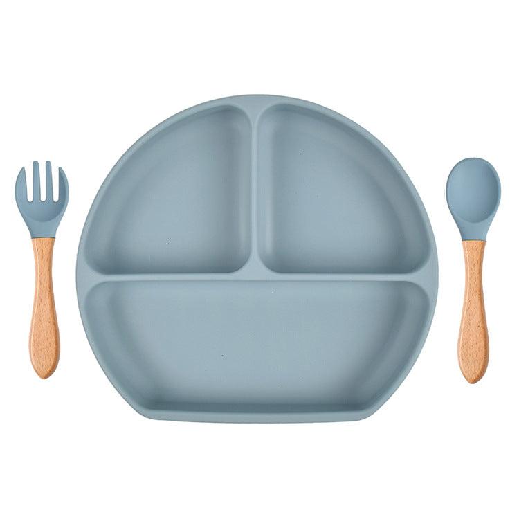 Baby Sub Format Dinner Plate Spoon Fork Silicone Set Children's Tableware - PrettyKid